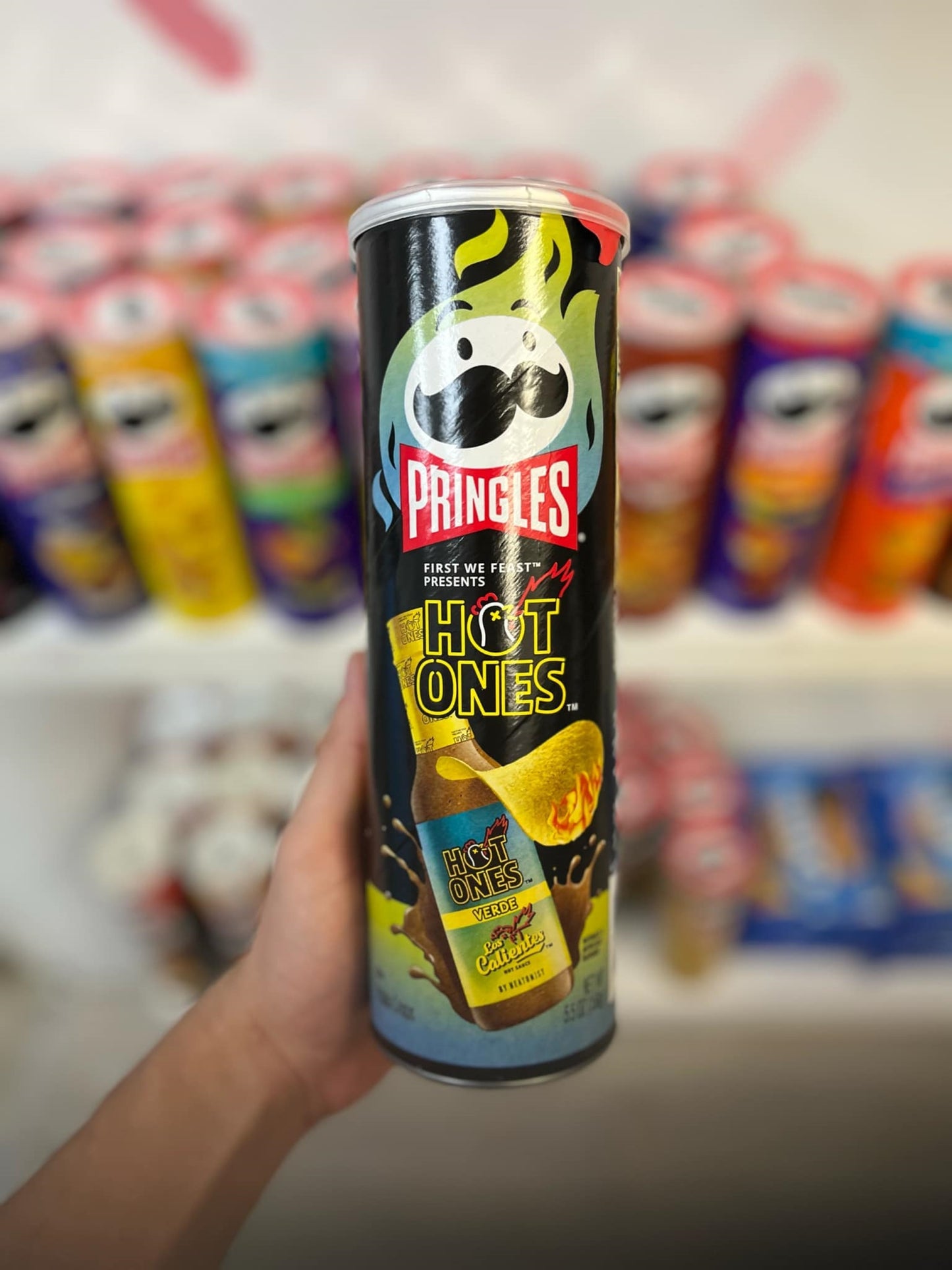 (USA) PRINGLES HOT ONES LOS CALIENTES VERDE🌶🔥 - 158G