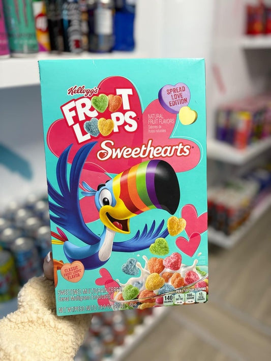 Fruit Loops Kellogg's Sweetheart Shaped Cereal – Fun & Colorful Breakfast Treat (USA)