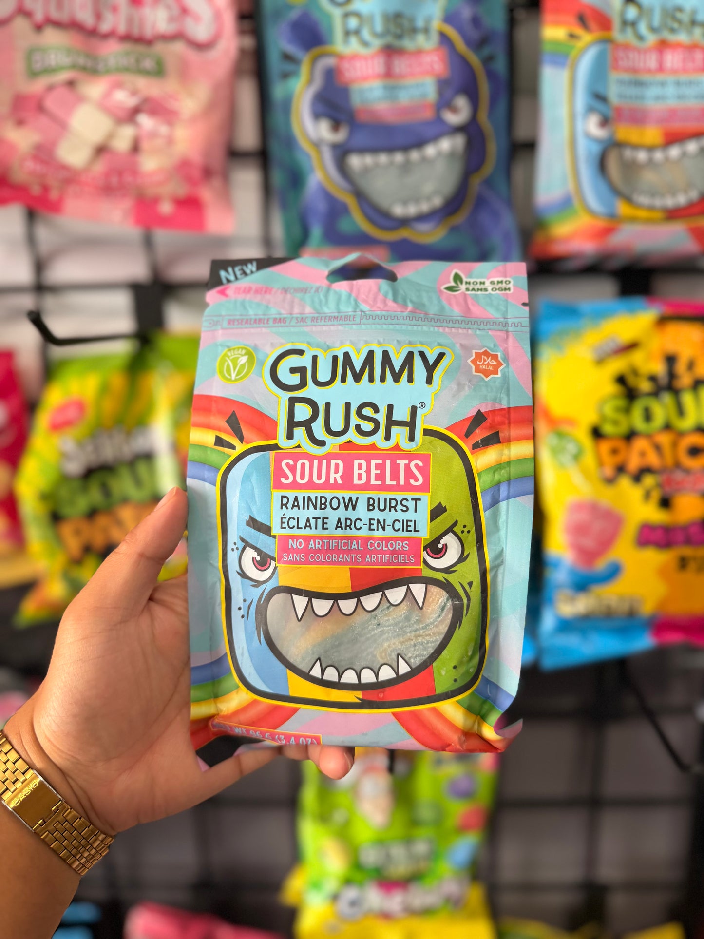Gummy Rush Sour Belts Rainbow Burst Candy 100g | Halal & Vegan Sour Candy