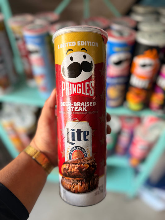 Pringles Beer Braised Steak Potato Crisps 156g | Limited Edition USA Import