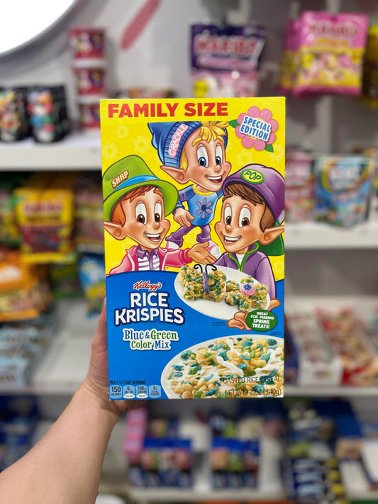 (USA) RICE KRISPIES BLUE GREEN COLOUR MIX SPECIAL EDITION (FAMILY SIZE) - 340G